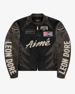 Aimé Leon Dore ALD / Vanson Distressed Leather Moto Jacket> Outerwear