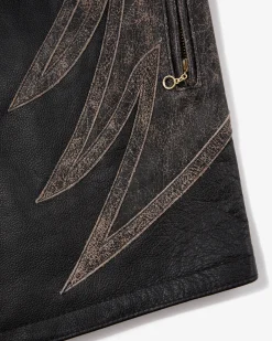 Aimé Leon Dore ALD / Vanson Distressed Leather Moto Jacket><noscript><img width=