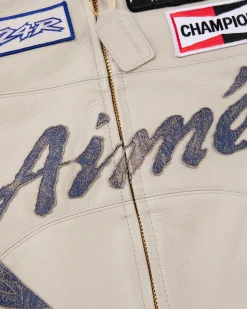 Aimé Leon Dore ALD / Vanson Distressed Leather Moto Jacket><noscript><img width=