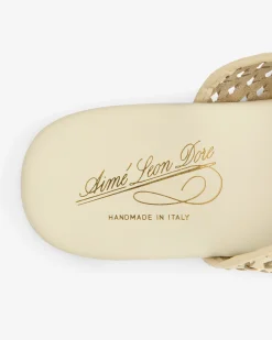 Aimé Leon Dore Leather Raffia Mule><noscript><img width=