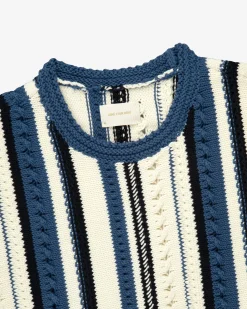 Aimé Leon Dore Striped Eyelet Crewneck Sweater><noscript><img width=